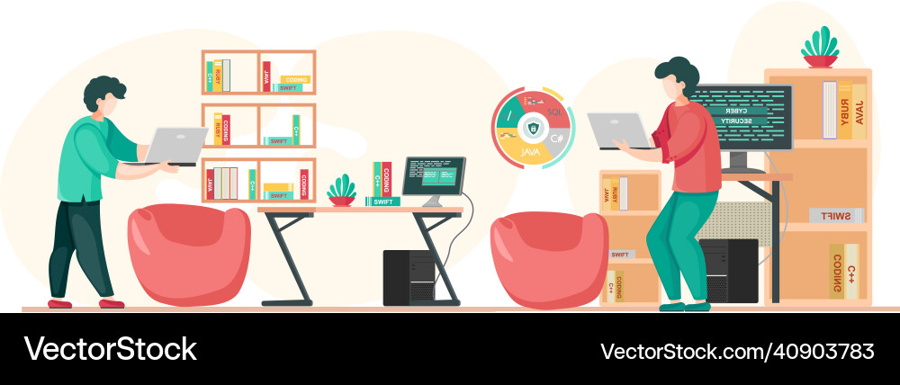 Programmer engineering and coding Programmer engineering and coding vector image