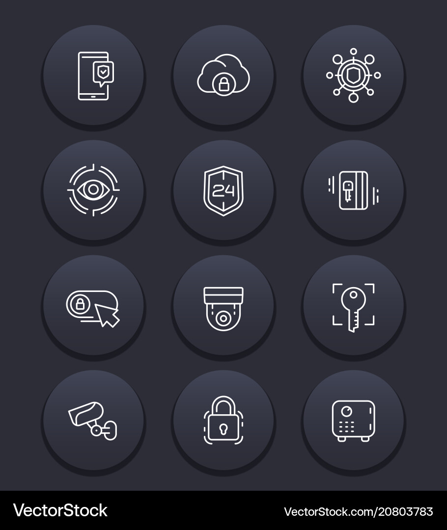 Security biometric scan secure data line icons Security biometric scan secure data line icons vector image