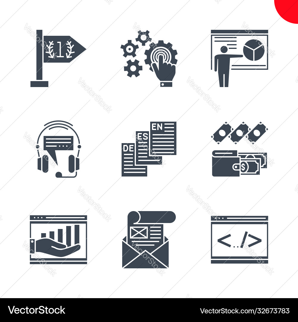 Seo and web opimization icons set Seo and web opimization icons set vector image