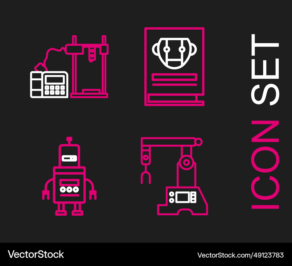 Set line assembly robot user manual and 3d Set line assembly robot user manual and 3d vector image