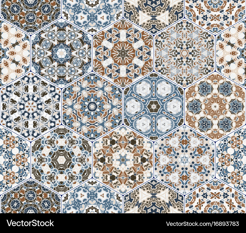 Set of hexagonal patterns Vector Image