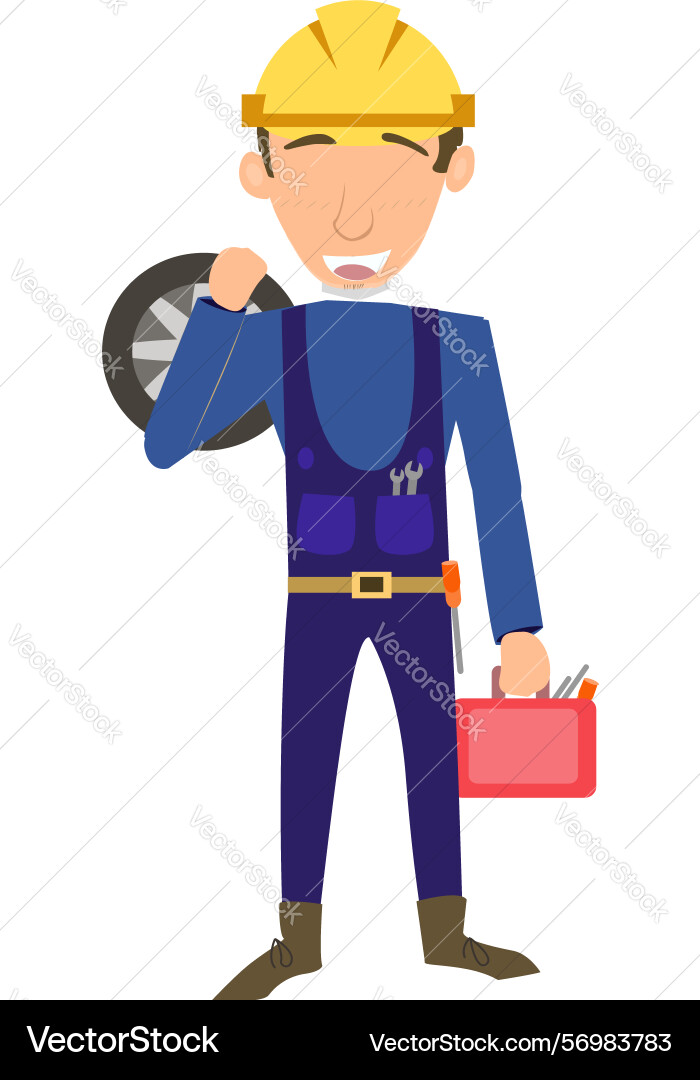 Use this image of a handyman holding toolbox Use this image of a handyman holding toolbox Vector Image