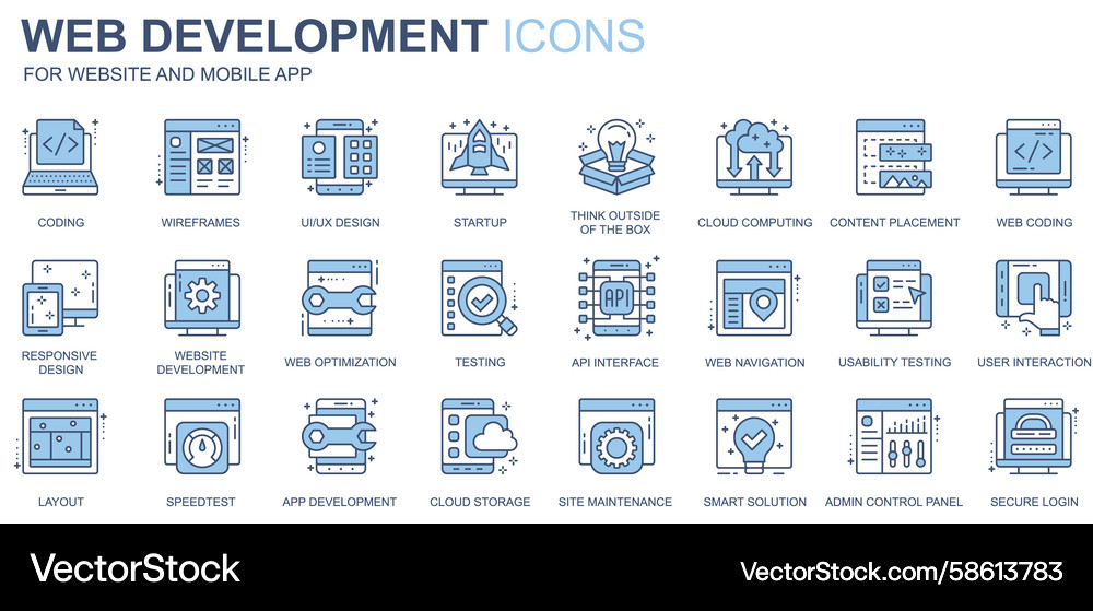 Web Development Icons - Duotone Line Set Vector Image