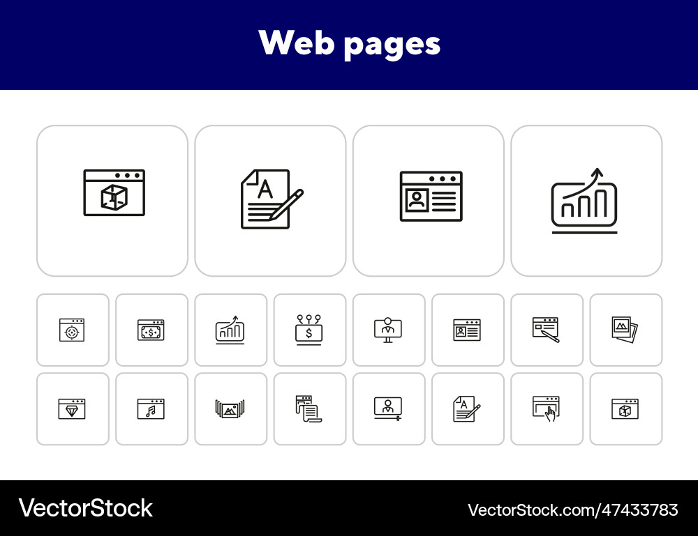 Web pages line icon set Web pages line icon set vector image
