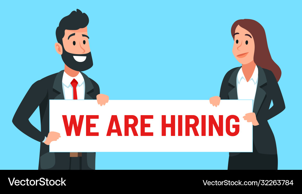 Hiring interview. We are hiring. vacancy poster.