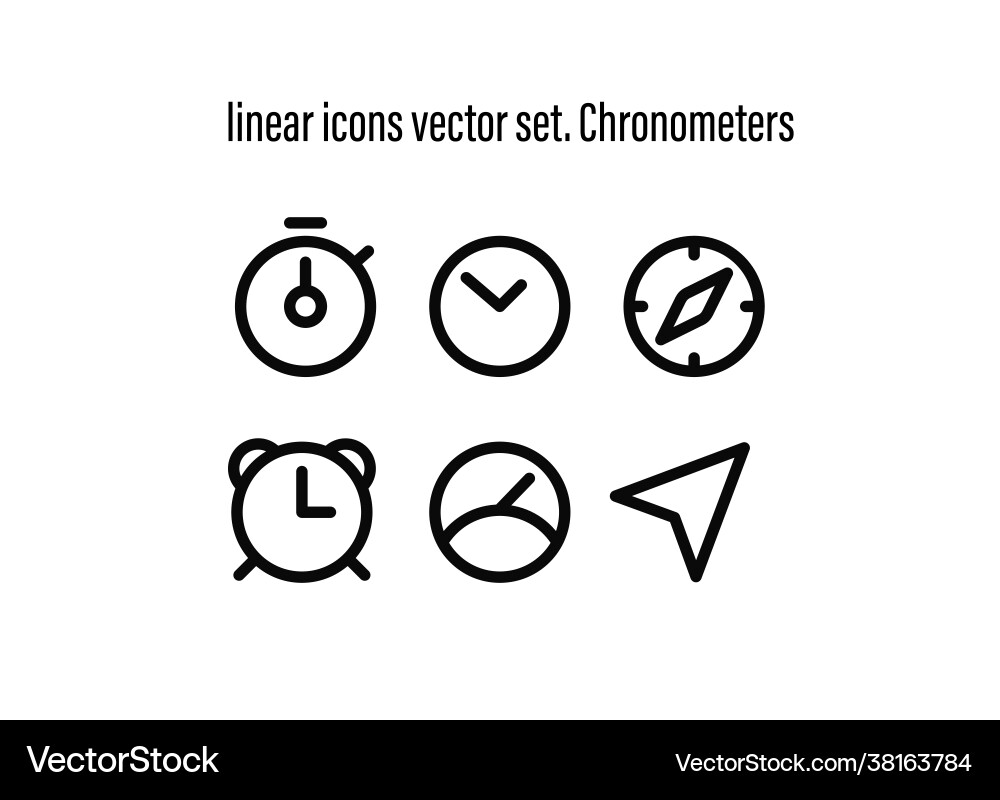Chronometer Icon Set - Linear Style Vector Image