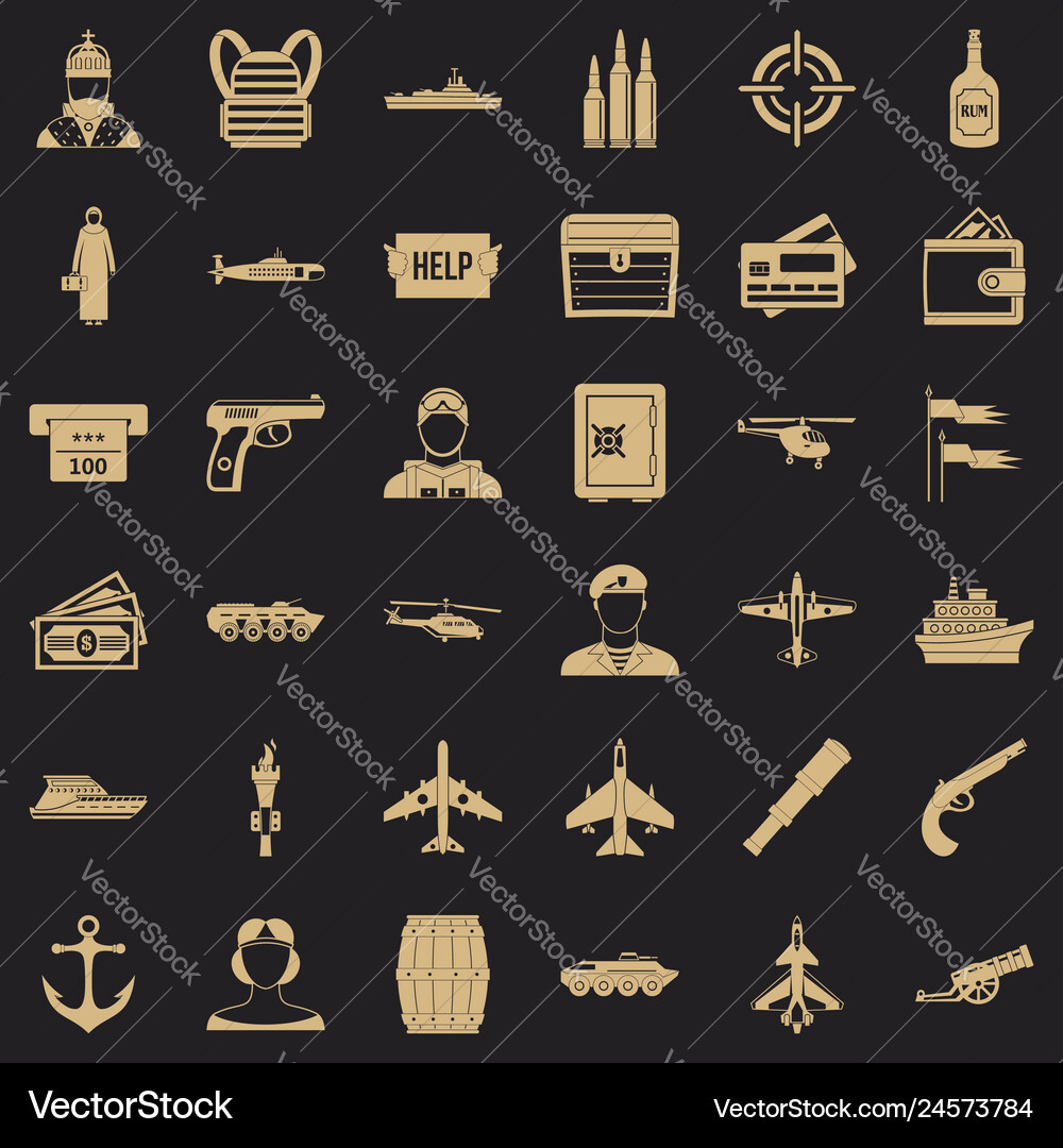 Combat vehicle icons set simple style Vector Image