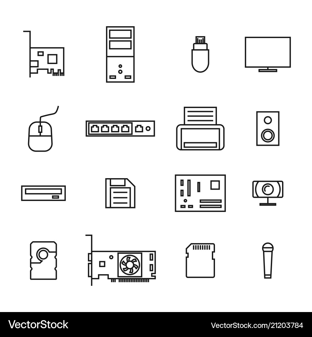 Computer icons from thin lines Computer icons from thin lines vector image