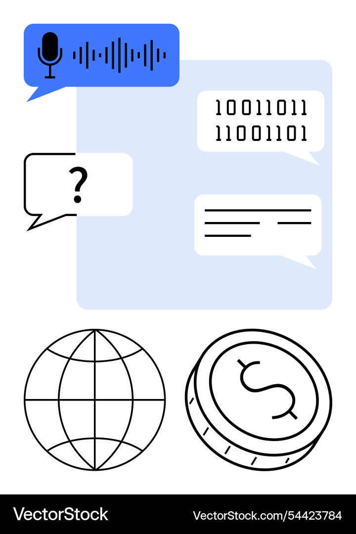 Digital communication icons featuring speech data Digital communication icons featuring speech data vector image