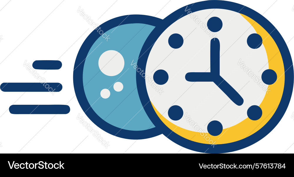 Dynamic clock with speed lines and elements vector image