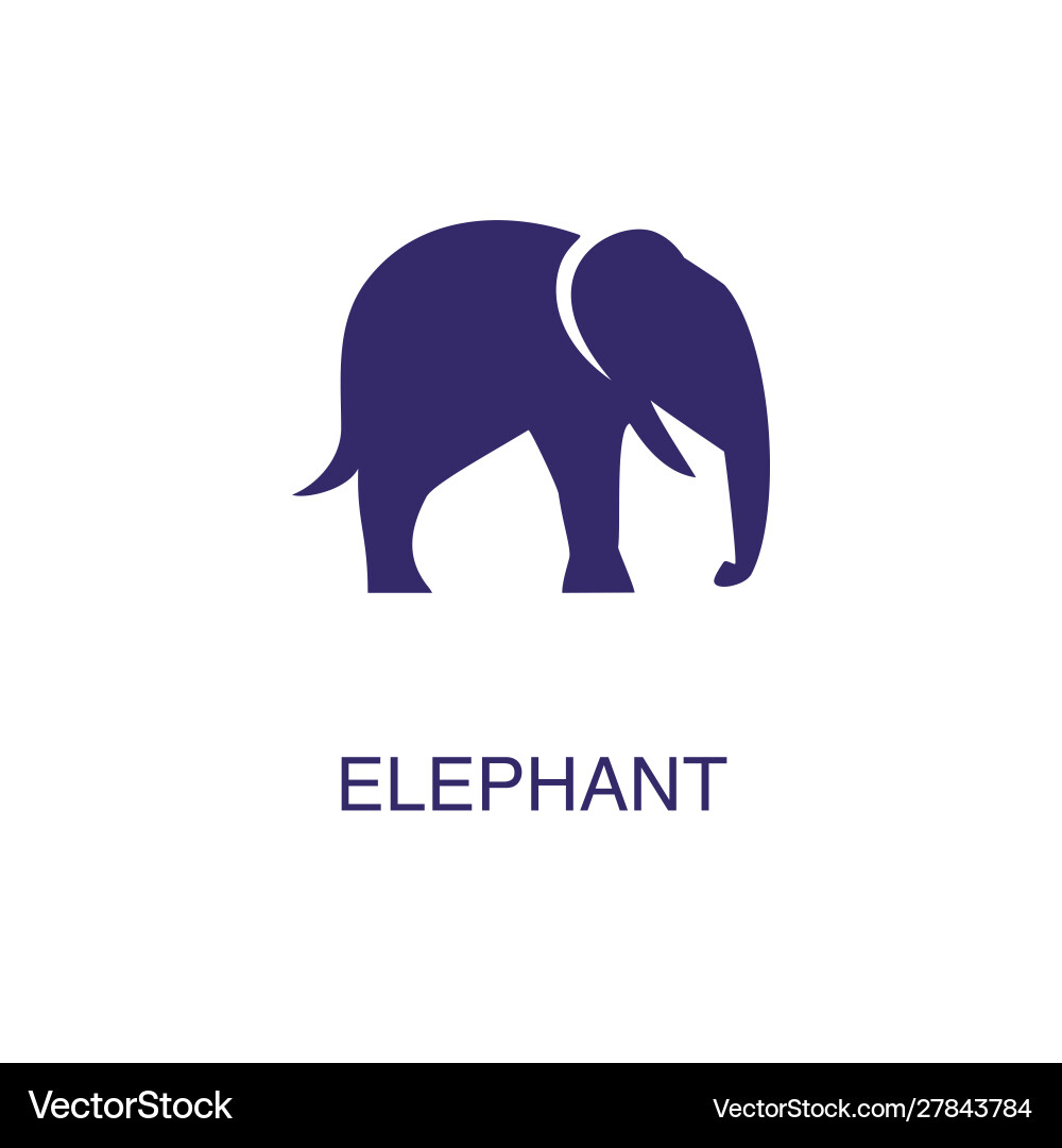 Elephant element in flat simple style on white vector image