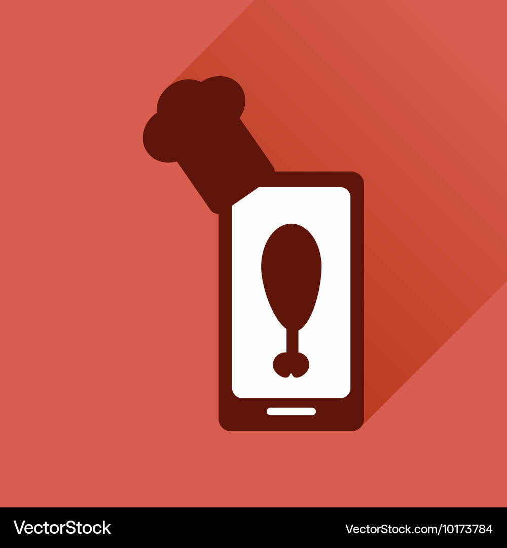 Flat web icon with long shadow mobile chef vector image