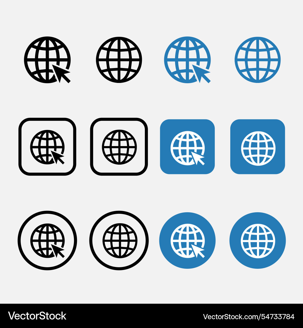 Globe icon go to web symbol Globe icon go to web symbol Vector Image