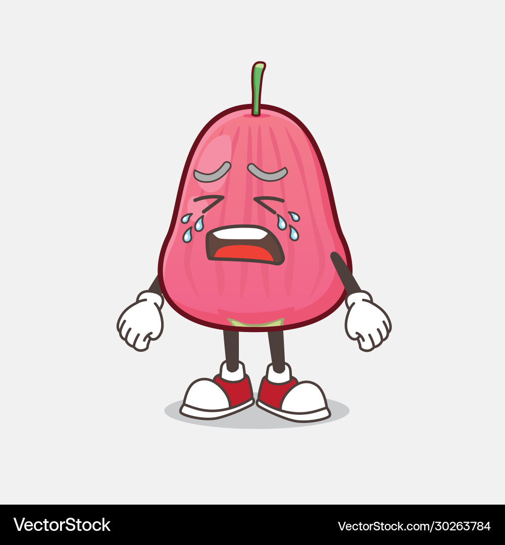 Java apple cartoon mascot character with crying vector image
