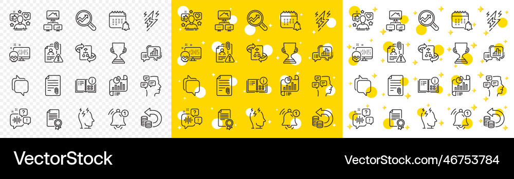 Outline search employee graph chart and voicemail Vector Image