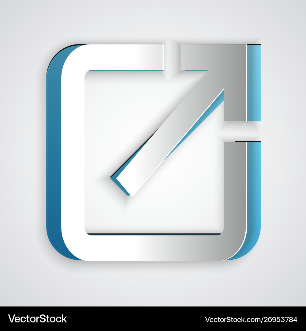 Paper cut open in new window icon isolated on grey Vector Image