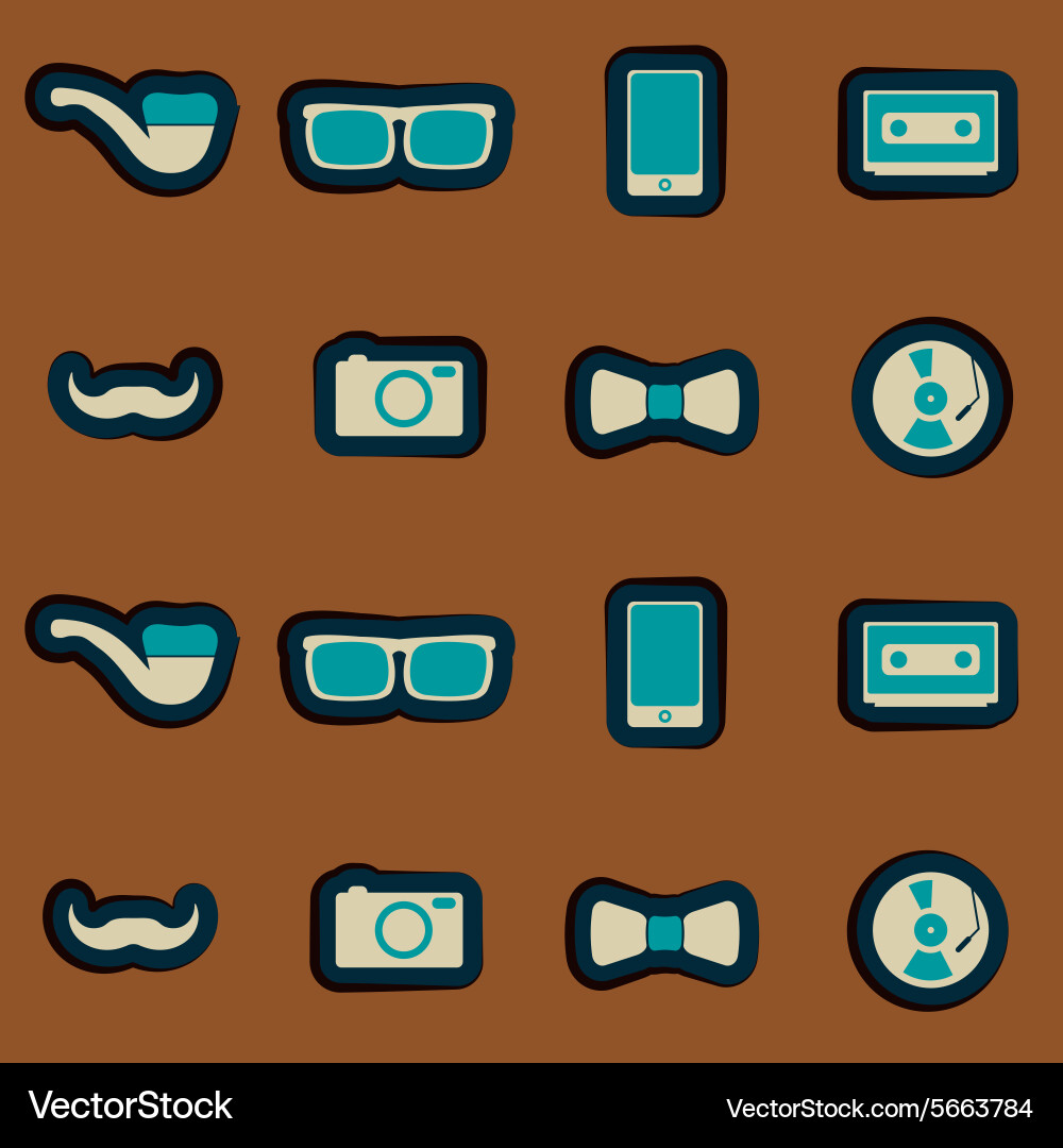 Seamless background with different hipster objects vector image