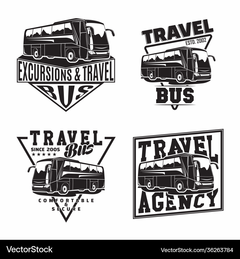 Set bus travel company logo designs Royalty Free Vector