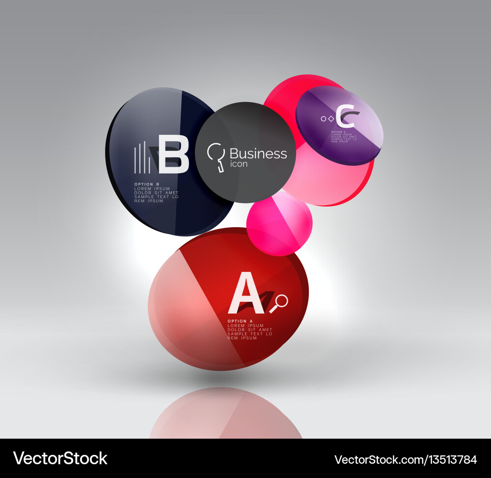 Shiny circles with text in 3d space Vector Image