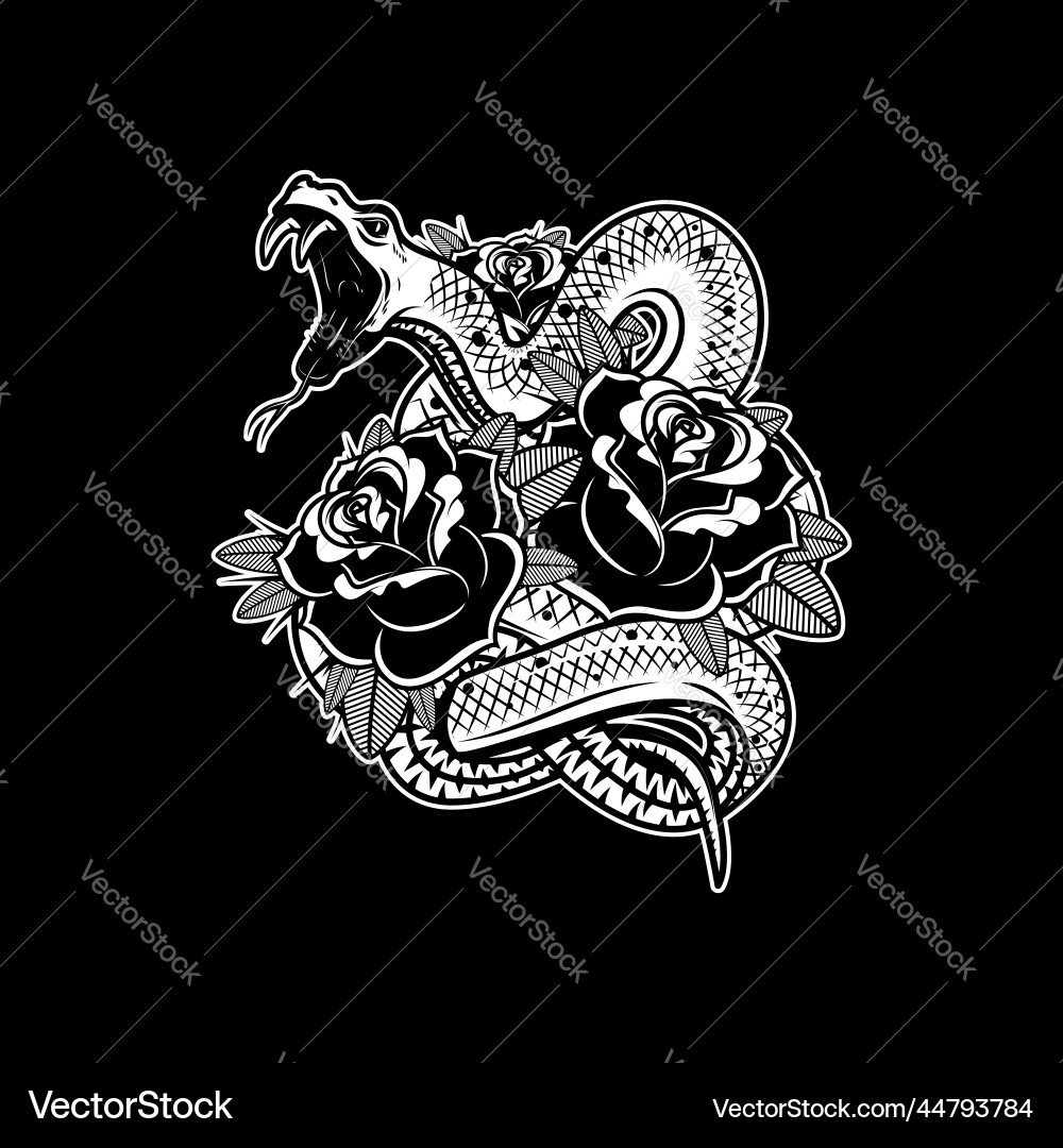 Snake on the background with roses design element Snake on the background with roses design element vector image