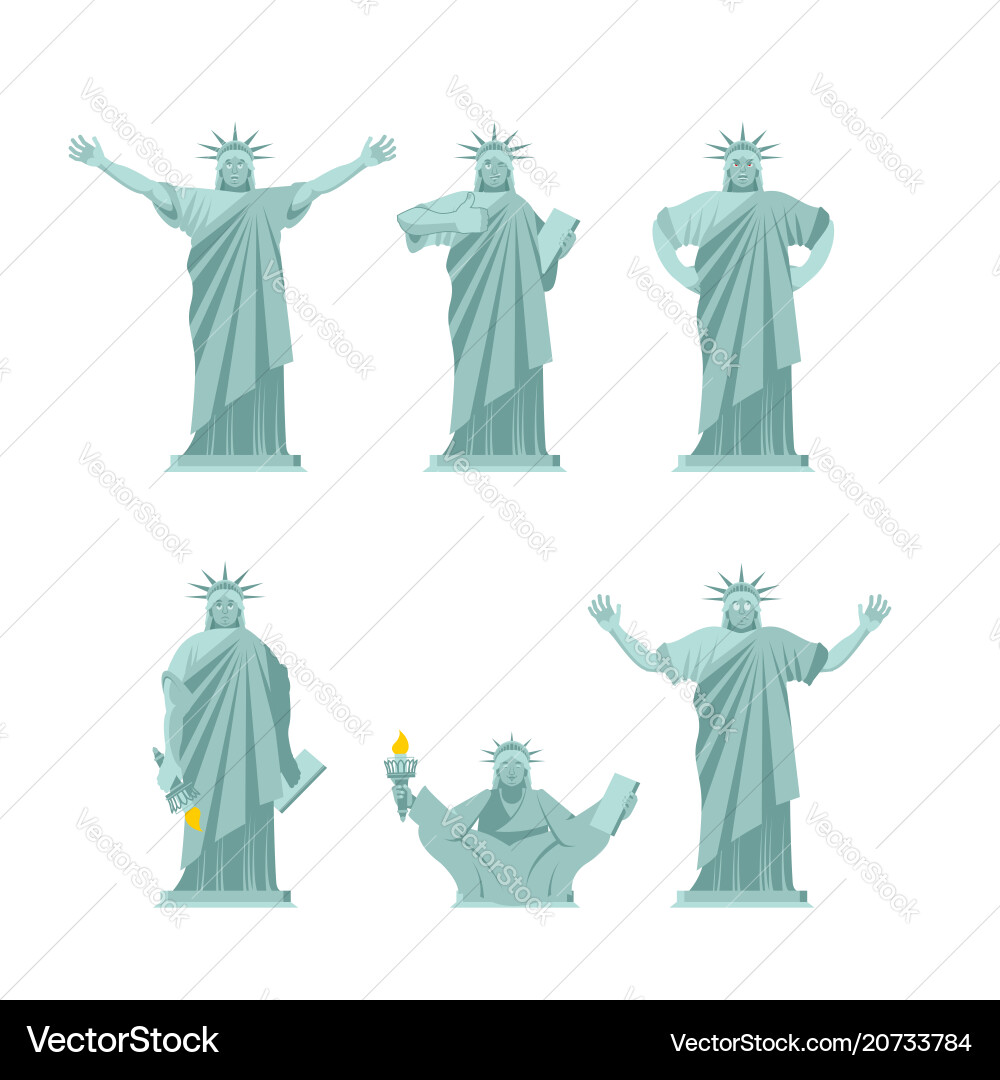 Statue of liberty set poses Attraktionen america Statue of liberty set poses Attraktionen america vektorbild