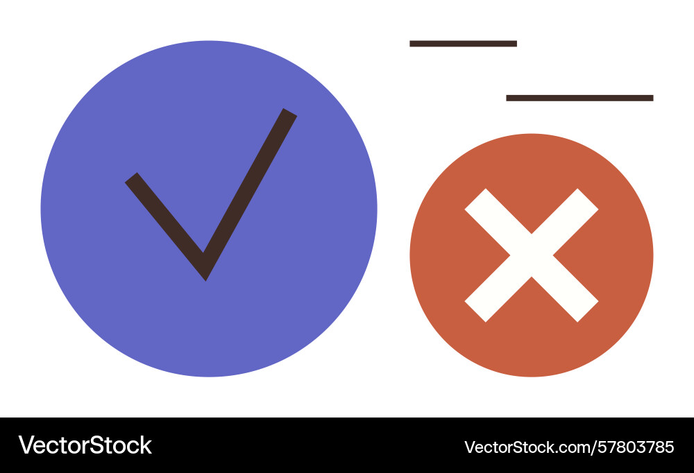 Comparison concept with checkmark and cross Vector Image