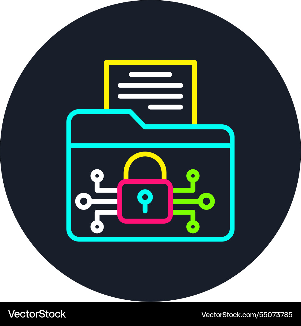 Data encryption line multi color icon vector image