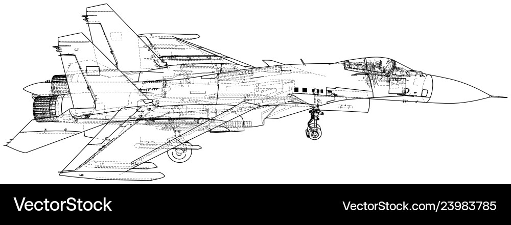 Fighter jet wireframe concept created Fighter jet wireframe concept created vector image