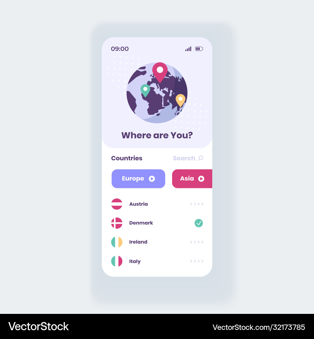 Global navigation smartphone interface template Global navigation smartphone interface template Vector Image