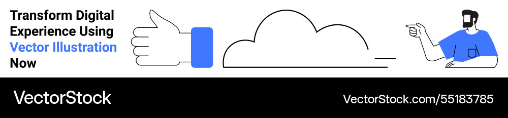 Hand gestures and cloud concept with character Vector Image