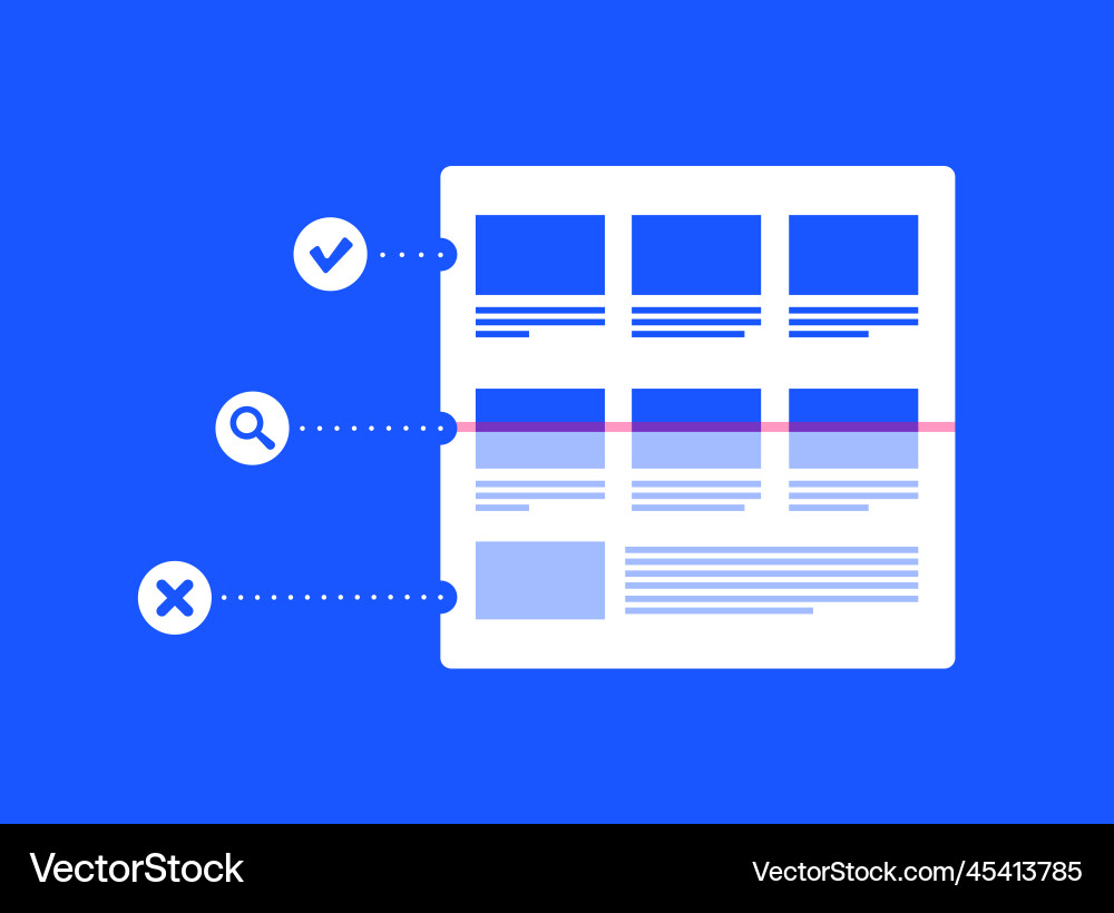 Indexing and crawling a web page by search engine vector image