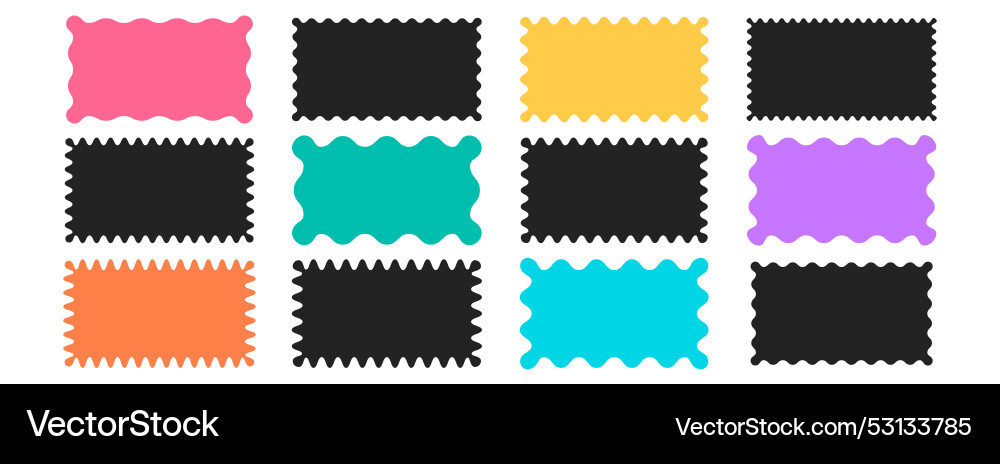 Jagged Rectangular Frames & Borders vector image