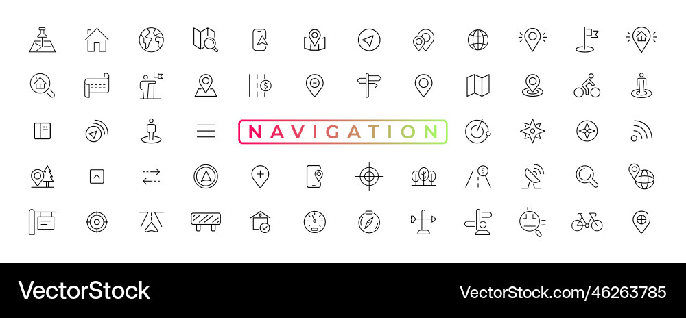 Navigation location gps elements - thin line web Navigation location gps elements - thin line web vector image