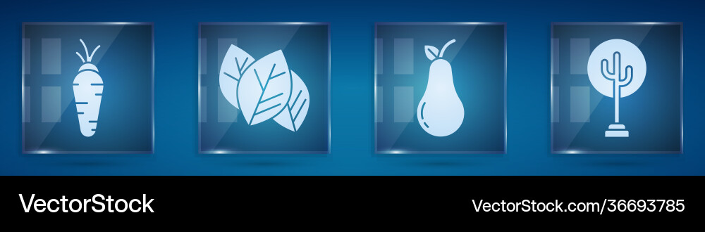 Set carrot leaf or leaves pear and tree square Set carrot leaf or leaves pear and tree square Vector Image