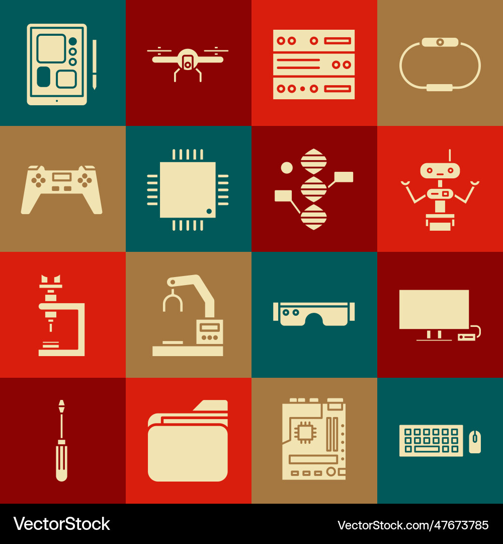 Set keyboard and mouse smart tv robot server Set keyboard and mouse smart tv robot server vector image