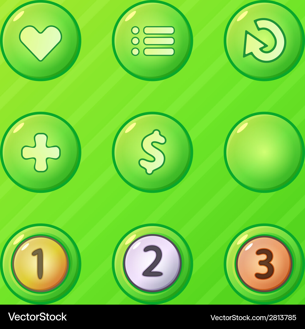 Set of bright green game ui elements - menu vector image