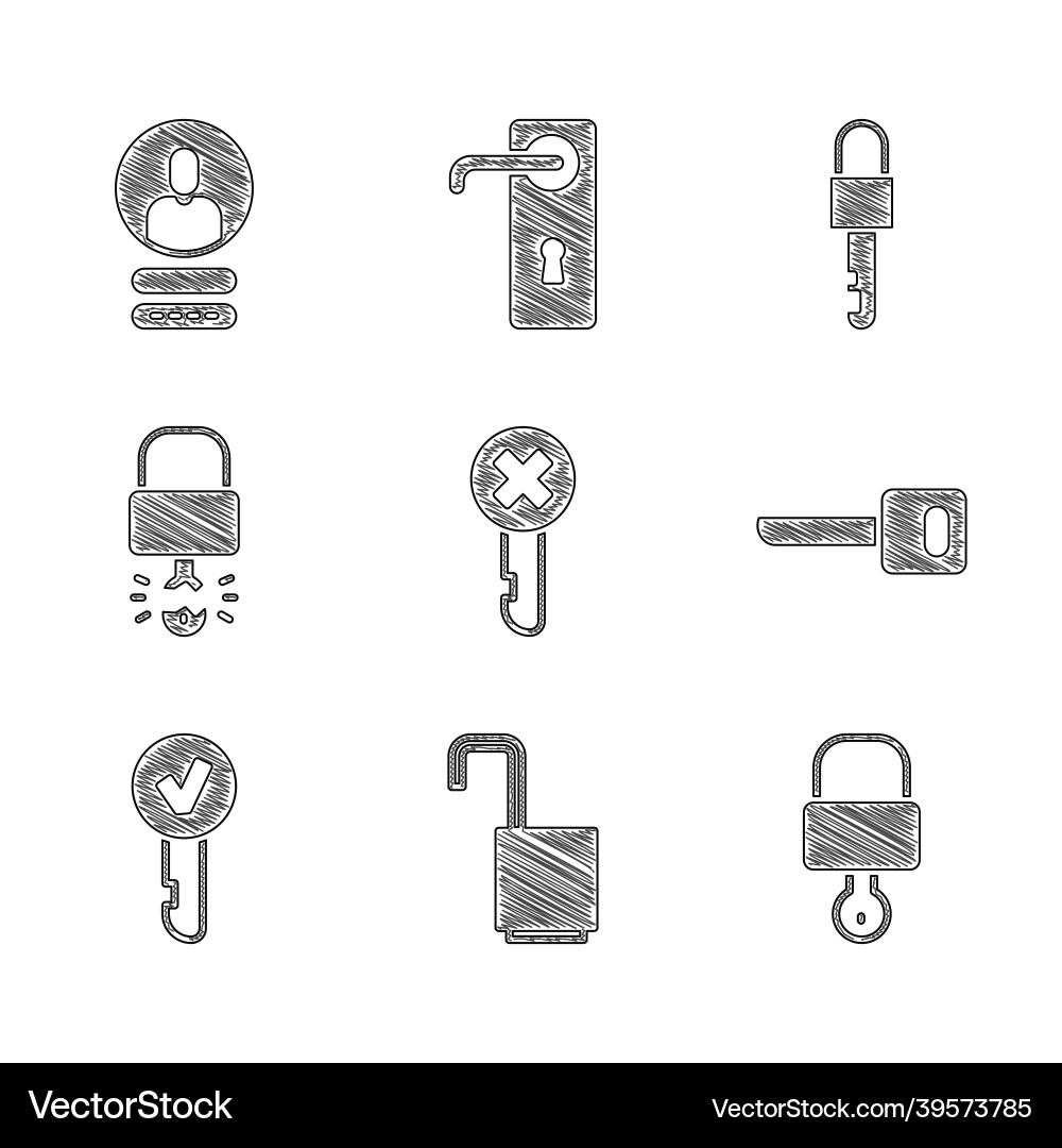 Set wrong key open padlock lock and broke Set wrong key open padlock lock and broke vector image