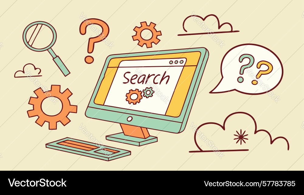 User-friendly search interface computer with vector image