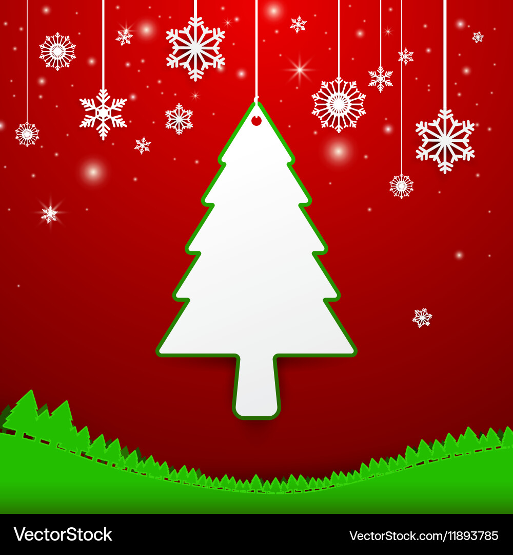 Weihnachtsbaum und Schneeflocke Hintergrund Vektorbild