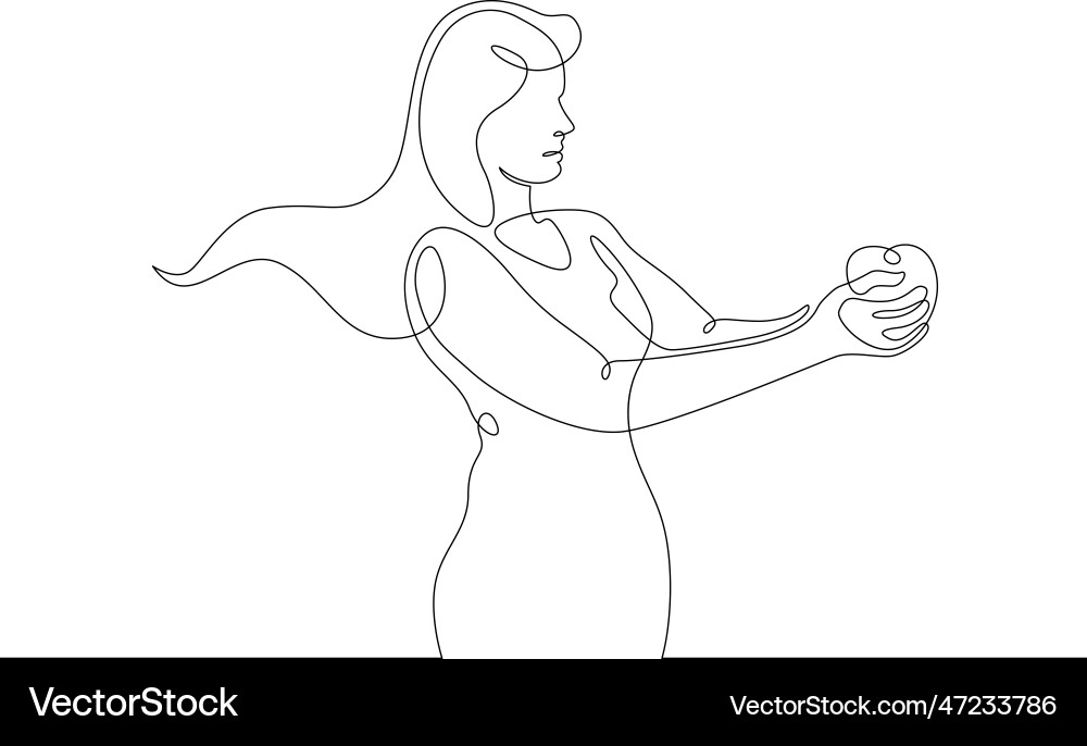 A young woman chooses vegetables and fruits A young woman chooses vegetables and fruits vector image