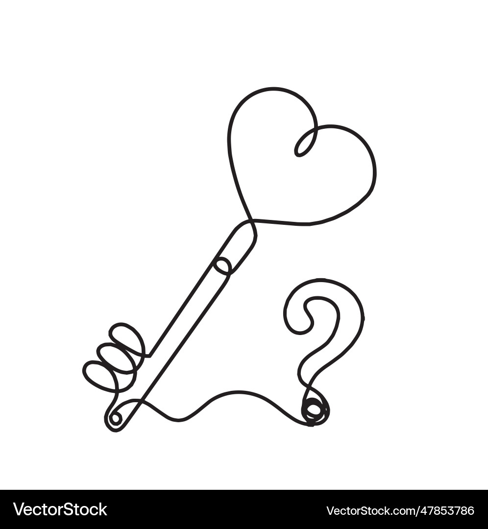 Abstract heart-key with question mark Abstract heart-key with question mark vector image