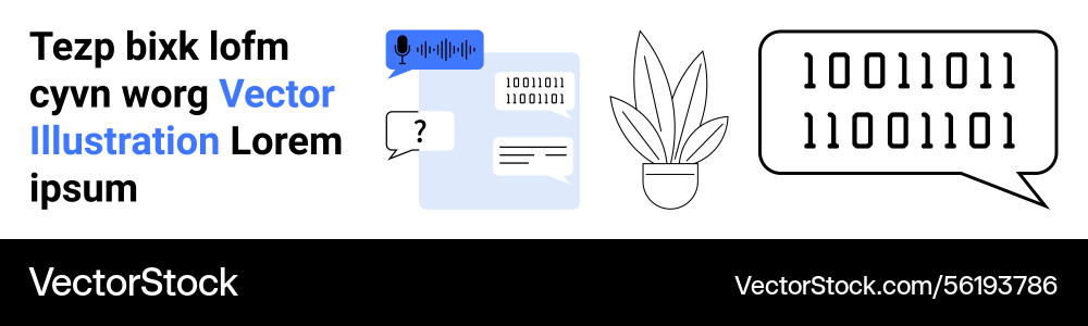 Binary code chat icons digital file and plant Binary code chat icons digital file and plant Vector Image