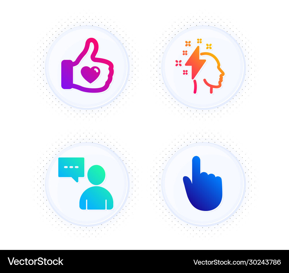 Brainstorming like hand and users chat icons set vector image