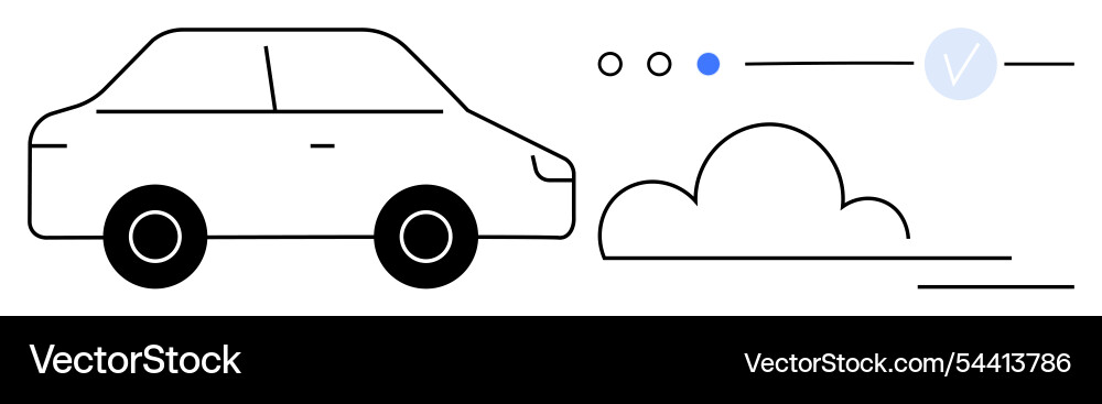 Car with speed lines and checkmark highlighting vector image