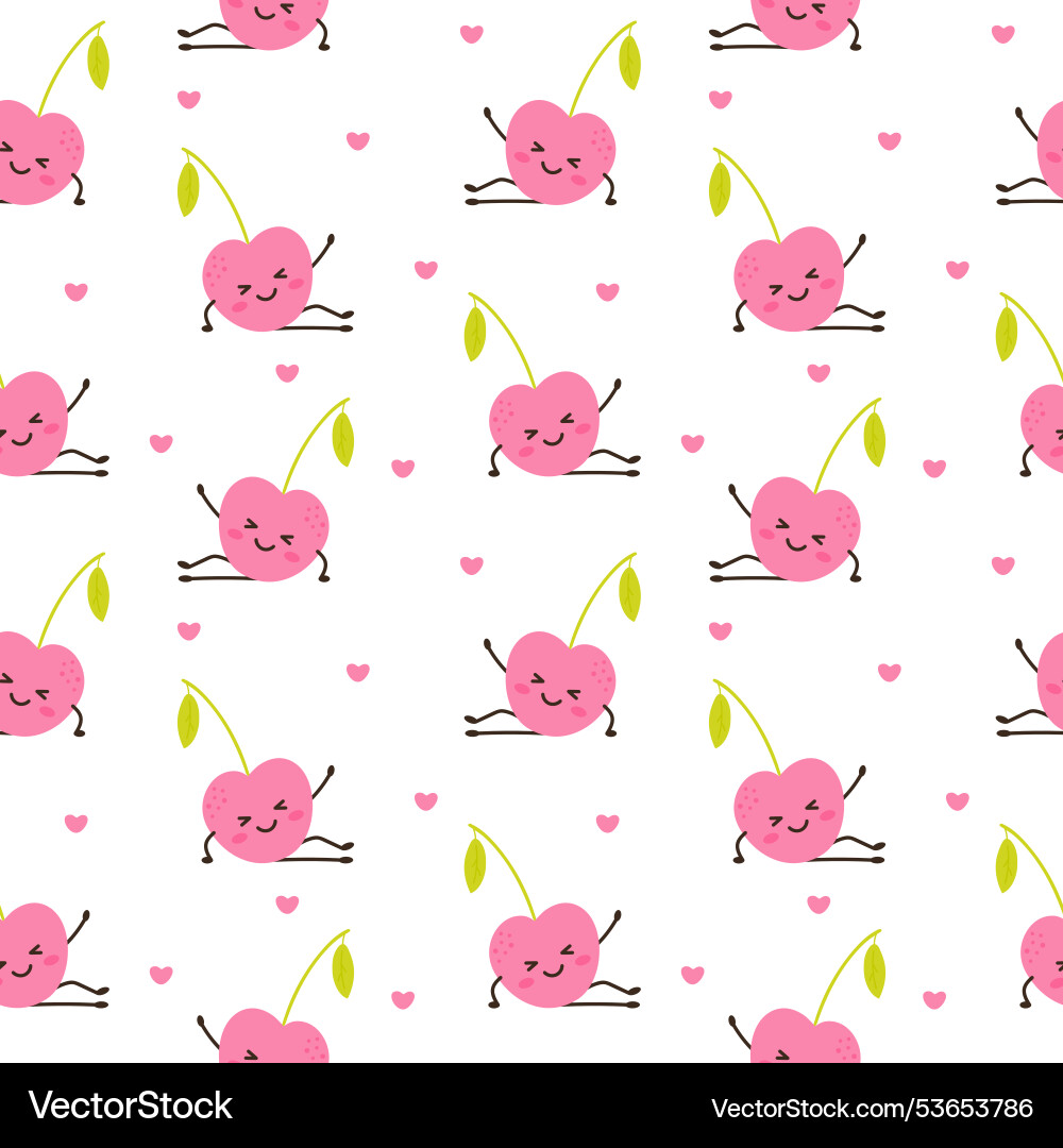 Cheerful cute cherry seamless pattern Royalty Free Vector