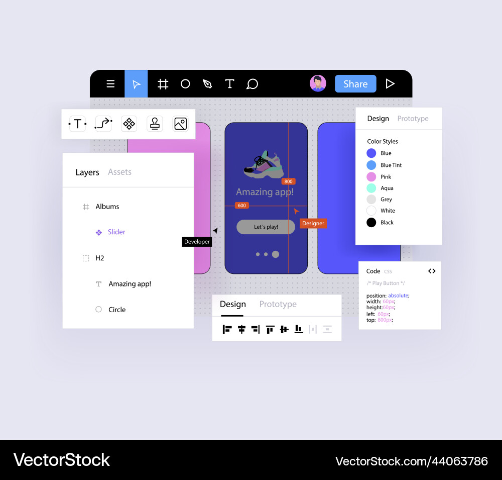 Collaborative web application for interface vector image
