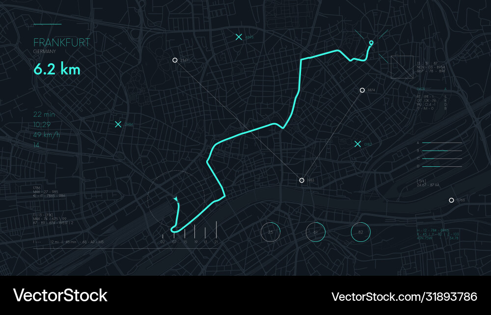 Futuristic GPS Navigation Dashboard vector image