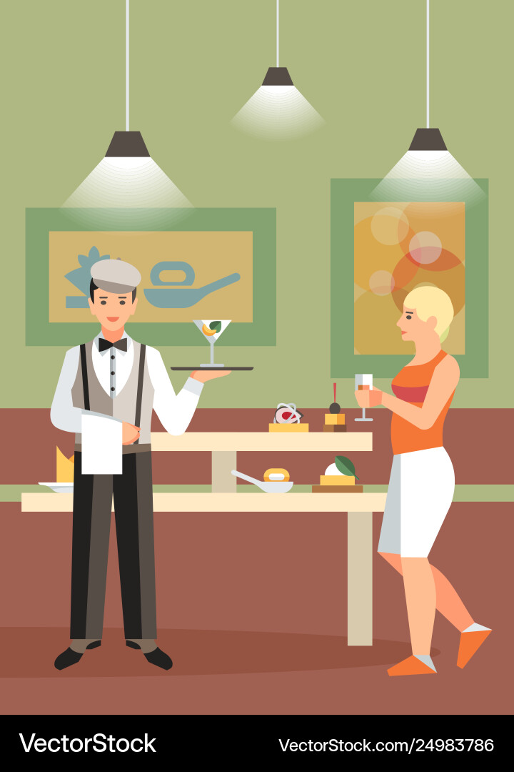 Hotel Buffet Restaurant flach Hotel Buffet Restaurant flach vektorbild