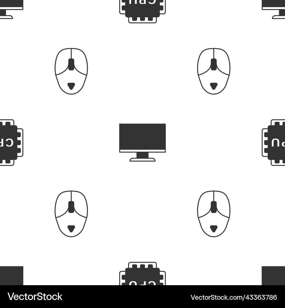 Set processor with cpu computer monitor screen Set processor with cpu computer monitor screen vector image