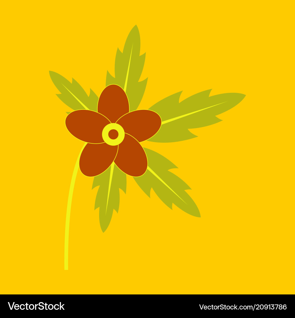 Tree leaf with flower in flat style Tree leaf with flower in flat style Vector Image